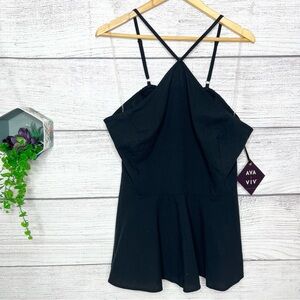 NWT Ava & Viv Black Strapless Blouse Top Size 1X
